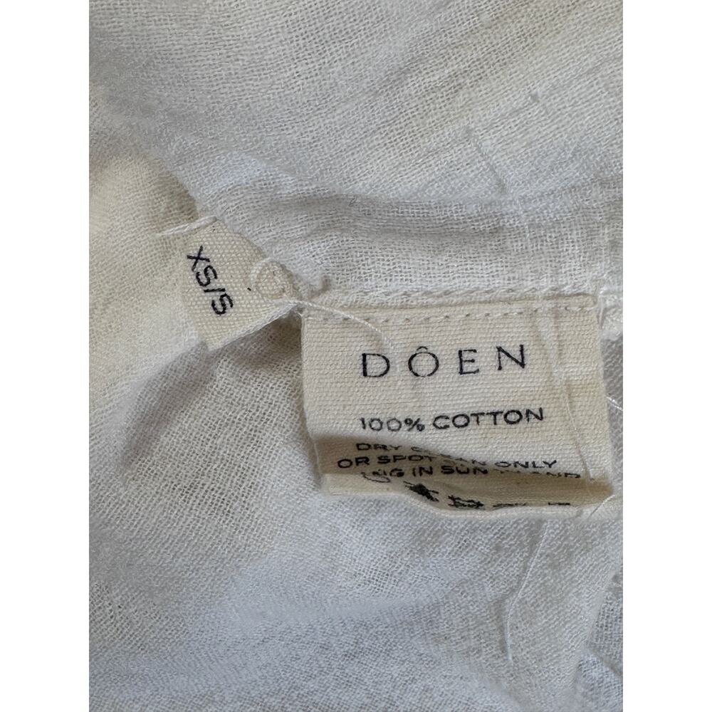 DOEN Source Embroidered Top XS / S Salt White Ivory Blouse Tassel Long Sleeve - Picture 9 of 10